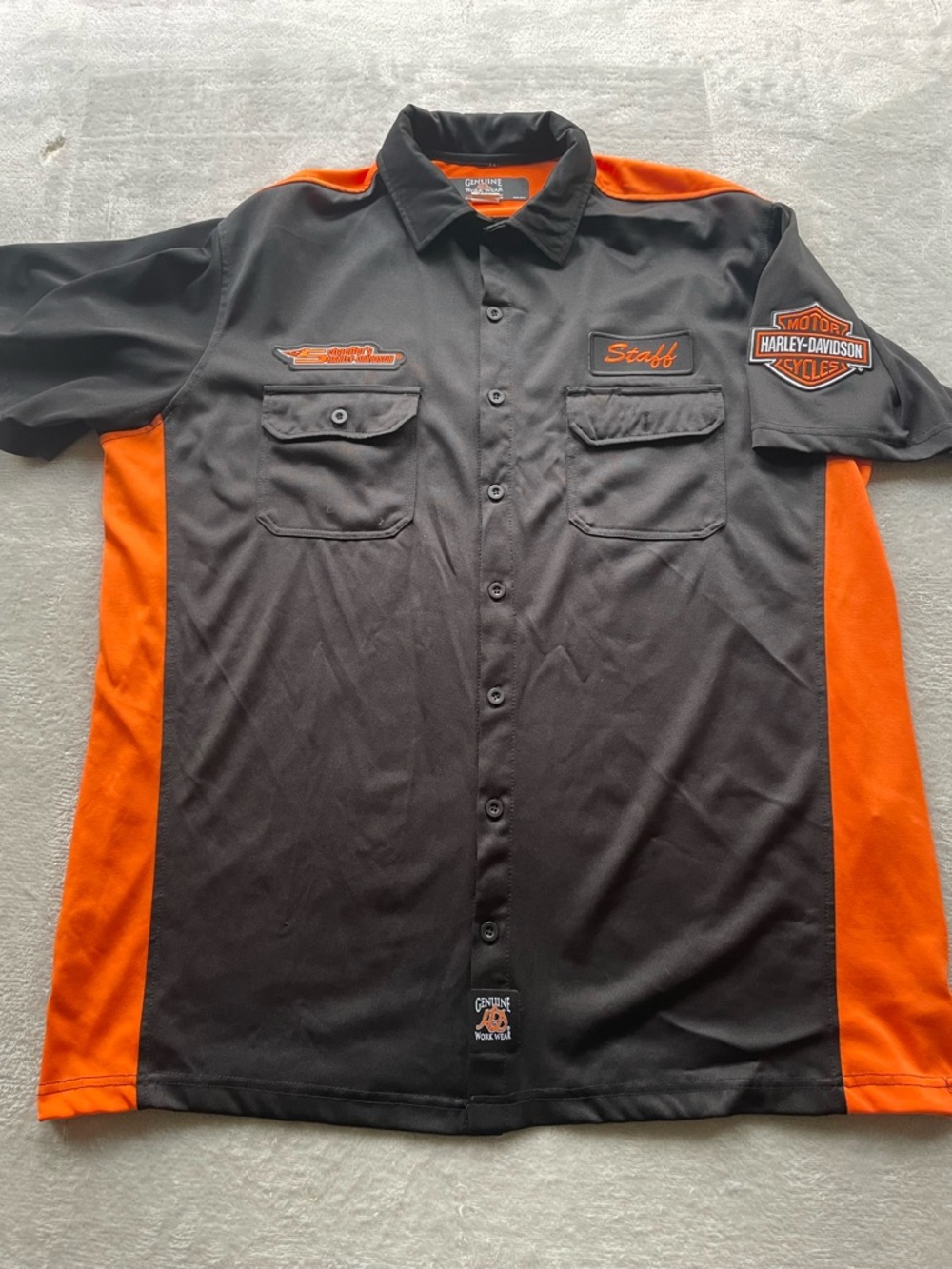 Harley-Davidson Workwear Staff Garage Shirt Mens Large Button Down Short Sleeve